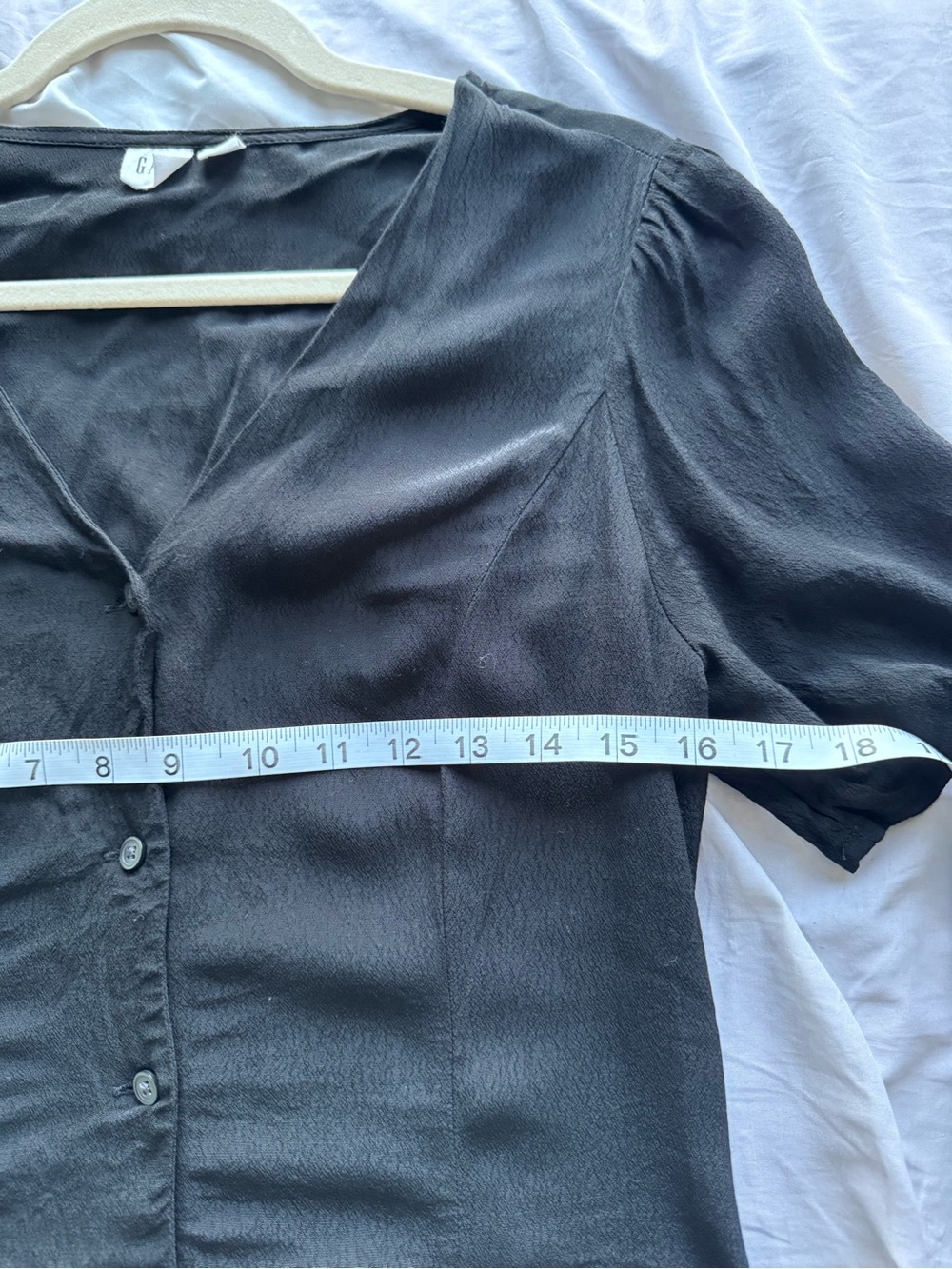 GAP Black Button-Front Midi Dress Short Sleeve - Picture 5 of 6